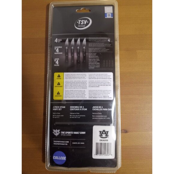 Auburn Football 7-Piece Fan Set – Metal Drink Bucket, 2 Cups & 4 NEW Steak Knive - Picture 7 of 16